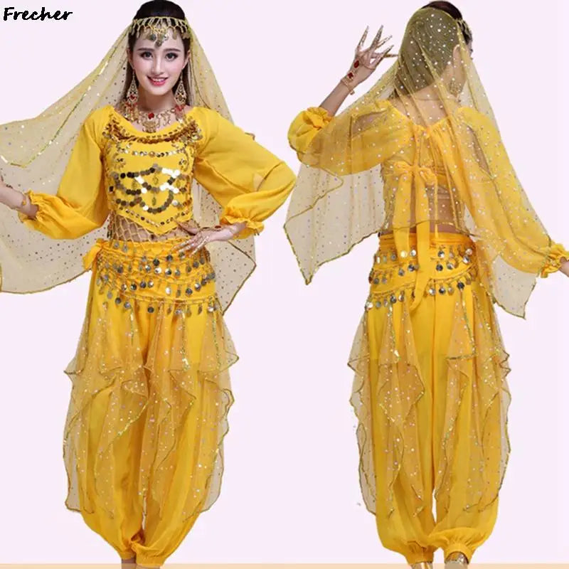 Indian Dance Practice Performance Hip Skirts Women Belly Dance Skirt Waist Chain Chiffon Gold Tassel Belts Female Sexy Clubwear